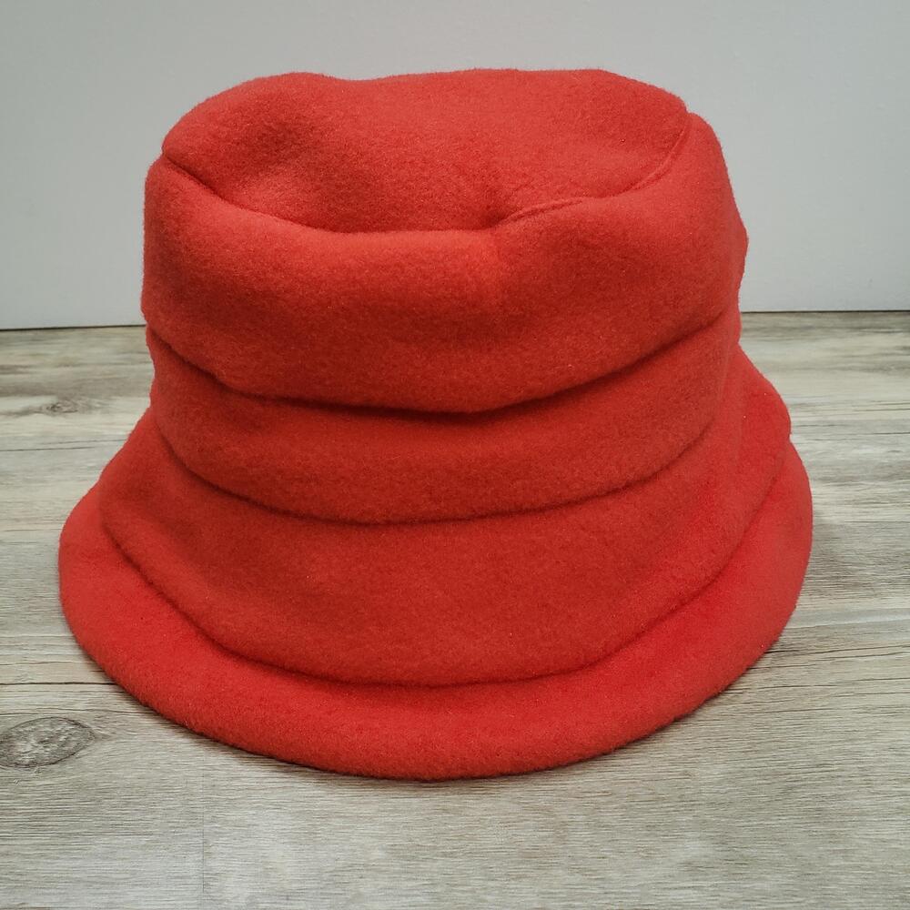 Hanna Andersson Hat Bucket Girls One Size Red Fleece Lined Winter Warm